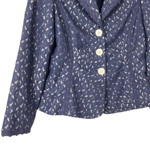 Kay Unger New York Blue Lace 3 Button Blazer Jacket 6 - Picture 3 of 8
